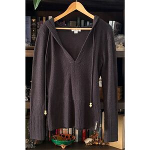 Roots 73 V-Neck Hooded Charcoal Gray Sweater Size XS